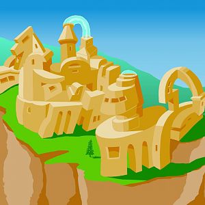 architecture of Nibb -- illustraton from The Gift of the Quoxxel