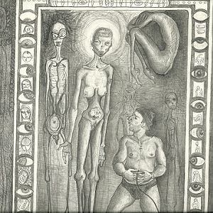 Death looks over the shoulder of a man using a Play Station