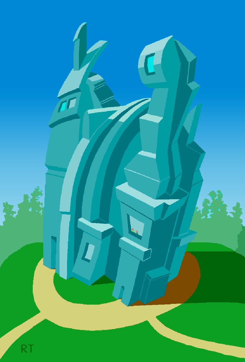 architecture of Nibb -- illustraton from The Gift of the Quoxxel