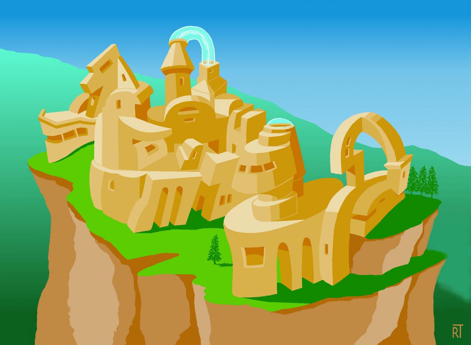 architecture of Nibb -- illustraton from The Gift of the Quoxxel