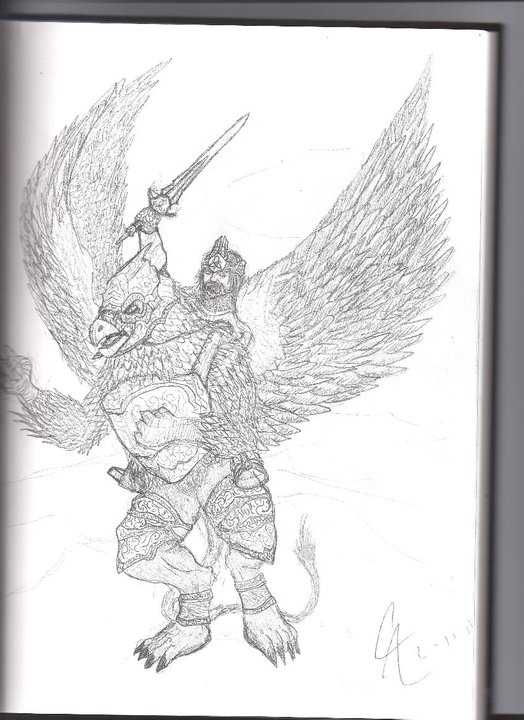 King Tyrran on Griffinback, Brightwing